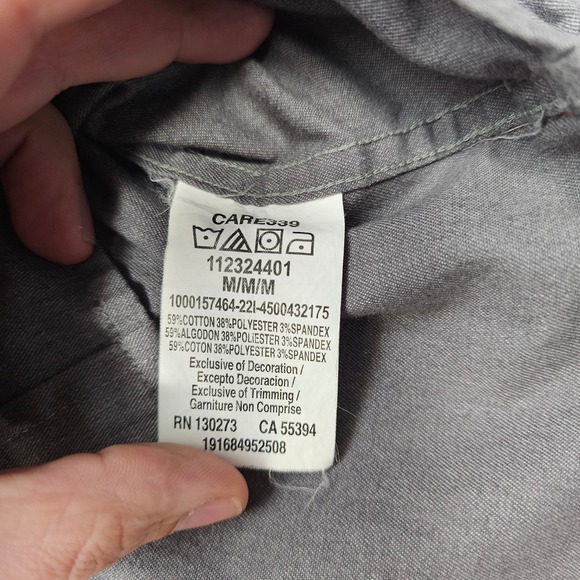 Wrangler Mens Gray Long Sleeve Button Down Work Shirt Medium 112324401 - Picture 5 of 8